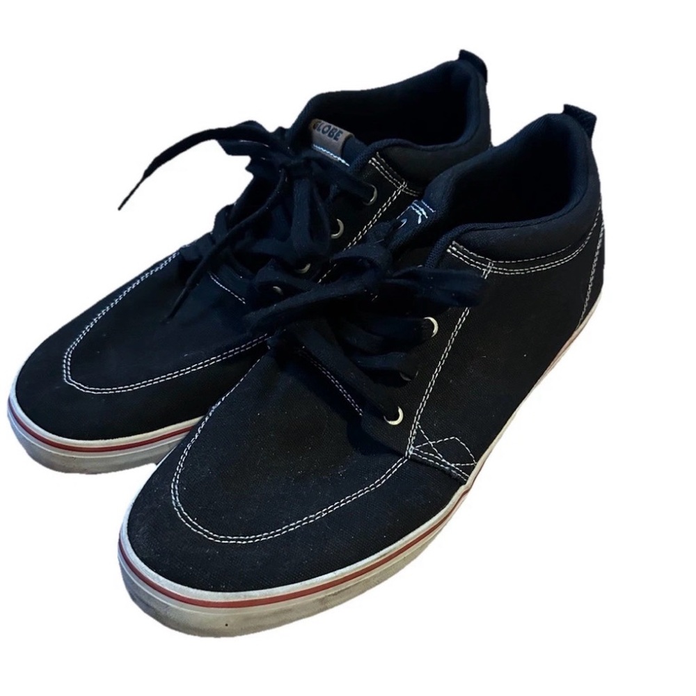 Globe GS Chukka Skate Shoes 10.5 Men’s Black White Canvas Dusty Debris